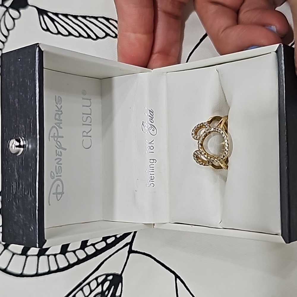 CRISLU DISNEY PARK MICKEY MOUSE 18k GOLD FINISH RING SIZE 5